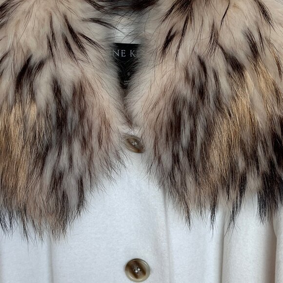 VINTAGE Anne Klein Y2K Angora Wool Coat Fur Collar Cozy Soft Warm Coat … - Picture 13 of 16